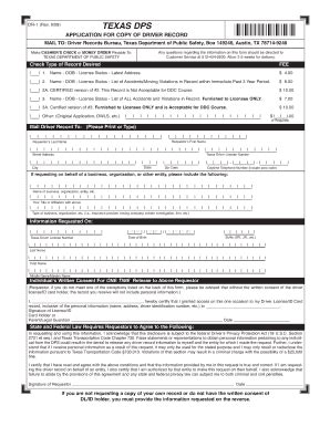 Texas Driver Record Application - Blank Fillable Template | Fill Out ...