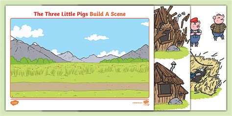 The Three Little Pigs Build A Scene Cut and Stick Activity