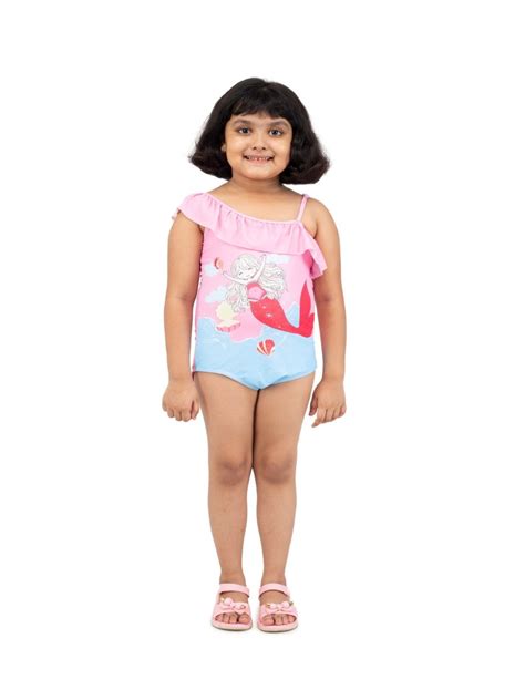 Mermaid Swimsuit with Ruffle Sleeves for Girls – Yellow Bee India