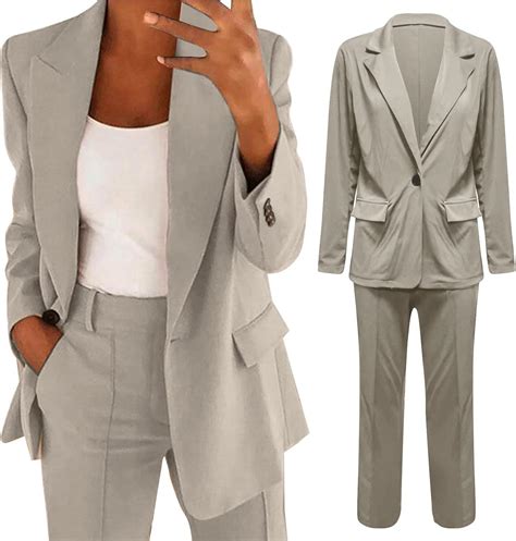 Amazon.com: Pants Suits for Women Dressy 2 Piece Casual Plus Size Open ...