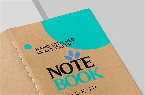 Hand-Stitched Kraft Paper Notebook Mockup | ZippyPixels