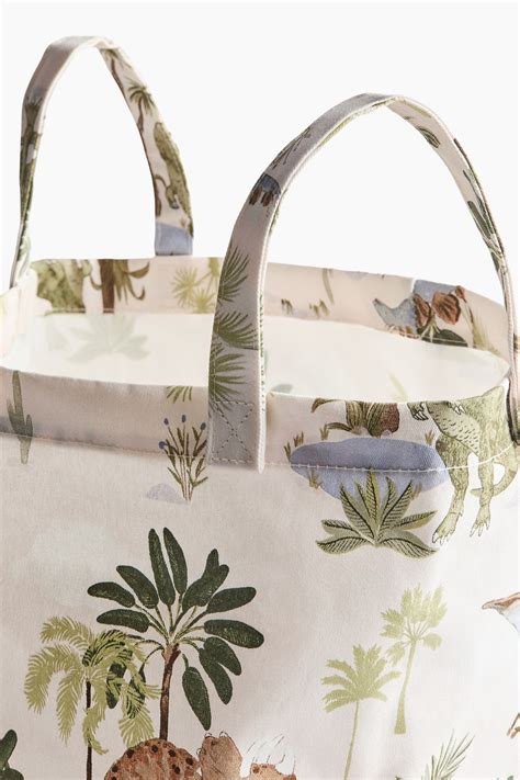 Printed storage basket - White/Dinosaurs - Home All | H&M IN