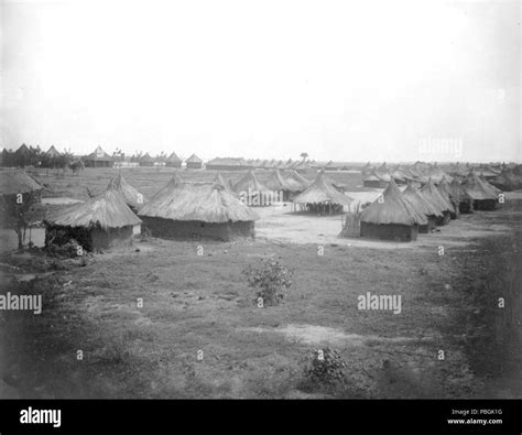 Native huts made of mud with thatched roofs at Lado, Anglo-Egyptian ...