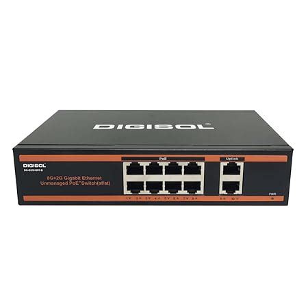 DIGISOL 8 Port PoE Fast Ethernet Unmanaged Switch with 2 Uplink Ports ...