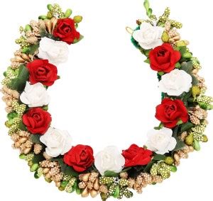 Sanjog Women Red&White Hair Accessory -Juda Maker Flower Gajra Bun ...