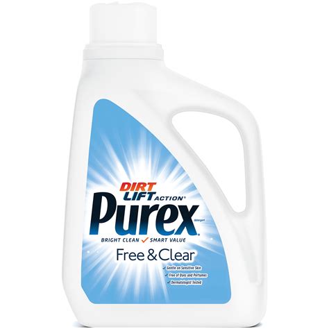 Purex Liquid Detergent, HE, Triple Action, Free & Clear, 50 fl oz (1 qt ...
