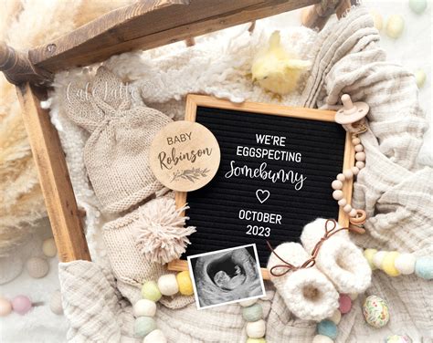 Easter Baby Announcement, Easter Pregnancy Announcement With Bunny and ...