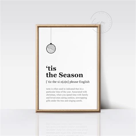 Christmas Wall Art Printable, Tis the Season Definition, Christmas ...