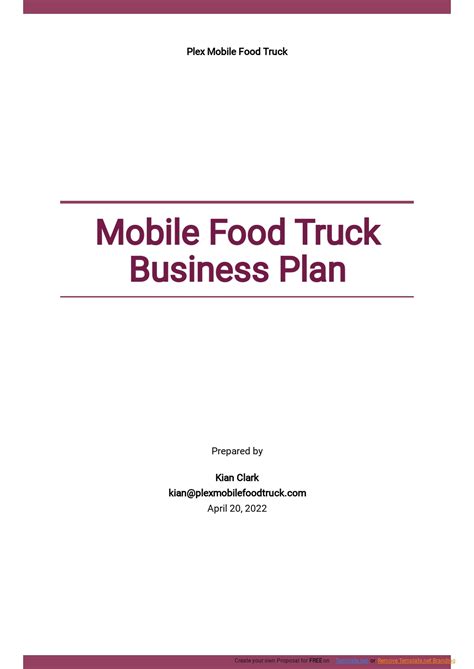 Business Plan Template Food Truck
