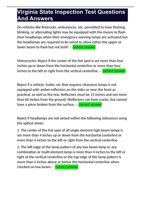 Virginia State Inspection Test Questions And Answers - Virginia State ...