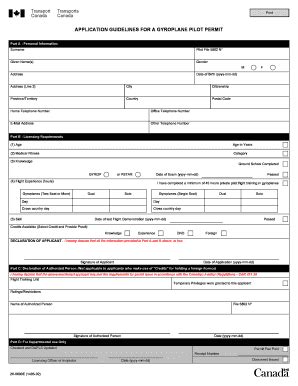 Fillable Online APPLICATION GUIDELINES FOR A GYROPLANE PILOT PERMIT Fax ...
