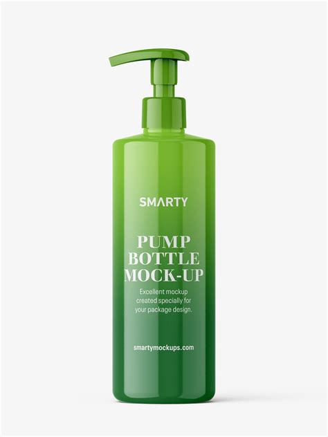 Bottle with pump mockup / glossy - Mockups Design