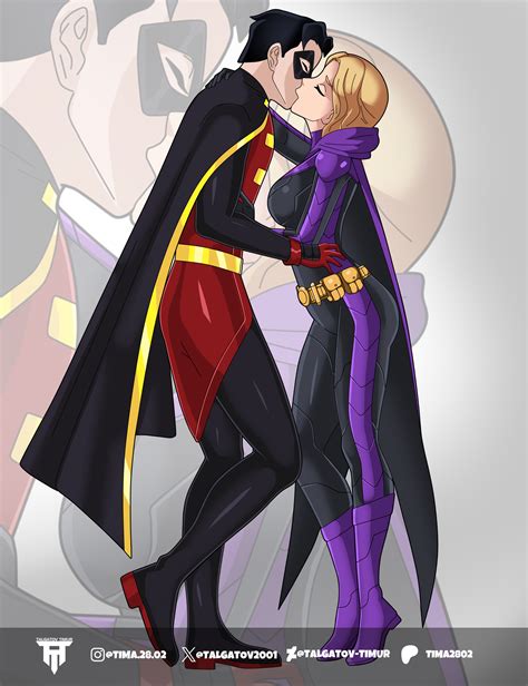 Robin and Spoiler Kissing Commission art by talgatov-timur on DeviantArt