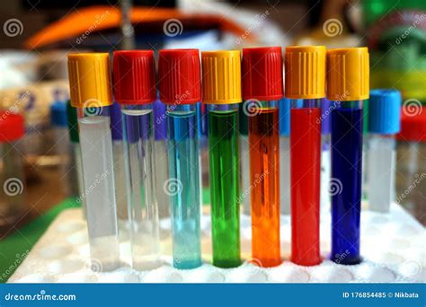 A Series of Different Test Tubes with Samples for Laboratory Use ...