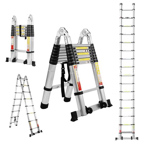 BOWEITI Telescoping Extension Ladder, 16.5FT Telescoping A Frame Ladder ...
