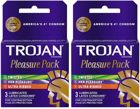 Trojan Pleasure Variety Pack Lubricated Condoms 3 Count (Pack of 2 ...