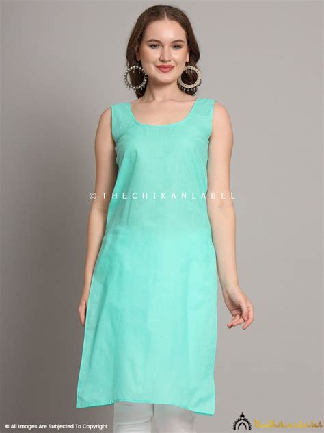 Sea Green Cotton Camisole Inner for Chikankari Kurtis | TheChikanLabel