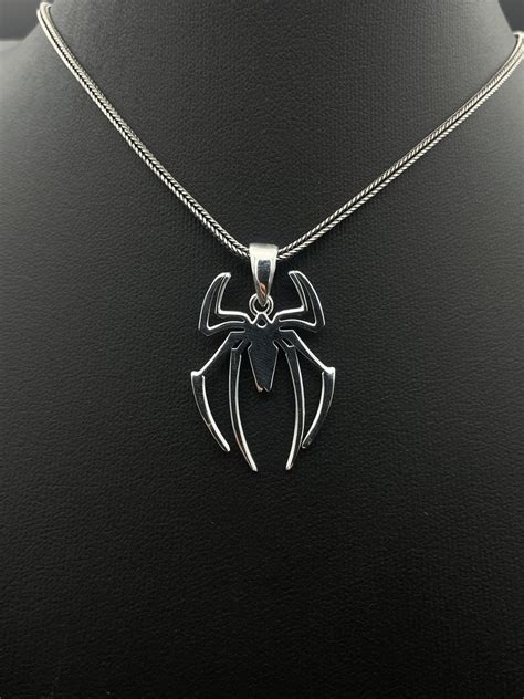 Spiderman Symbol Silver Pendant Necklace, Superhero Jewelry Pendant ...