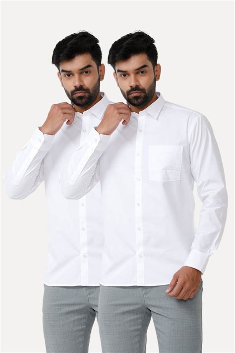 Double Delight White Shirts - 2 Pcs Combo Pack – Uathayam