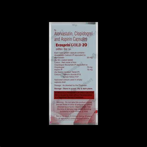 ECOSPRIN GOLD 20MG CAPSULE 15'S: Price, Uses, Side Effects, Composition ...