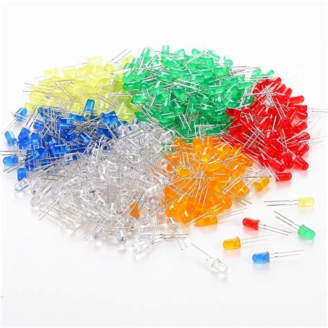 Buy 500 Pcs 10 Color Light Emitting Diode Bulb LED Lamp Assortment with ...