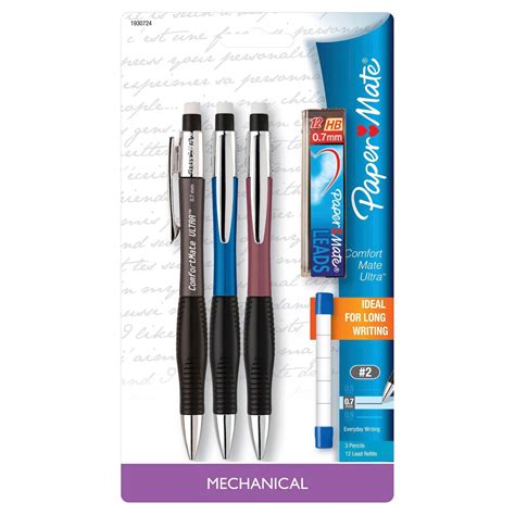Paper Mate Comfortmate Ultra Mechanical Pencil 0.7mm 3ct Starter Set ...