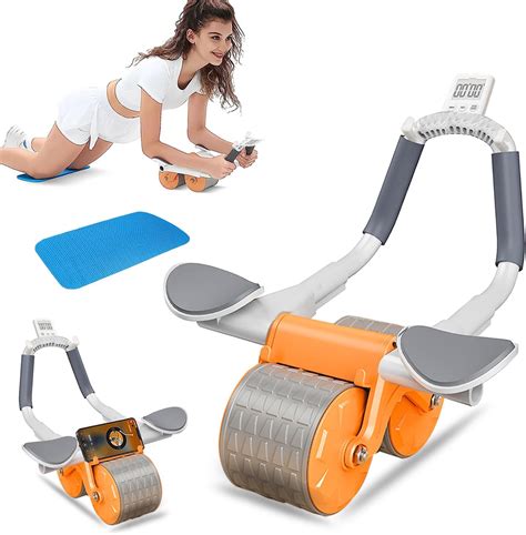 Ab Roller Wheel with Elbow Support and Timer, Automatic Rebound Ab ...
