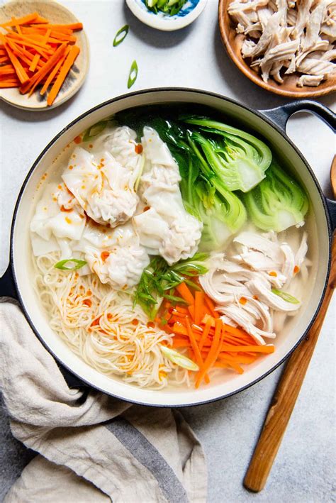 Chinese Chicken Wonton Noodle Soup | Healthy Nibbles by Lisa Lin