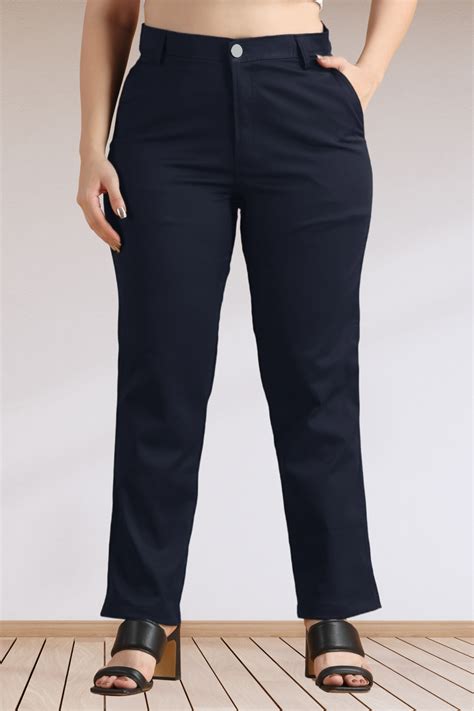 Buy Plus Size Navy Blue Stretch Formal Trousers | Apella - The XS to ...