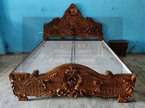 Segun Hut CP Teak Wooden PU Polished Box Bed with Hydraulic System ...