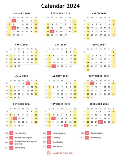 United States December 2024 Calendar with Holidays