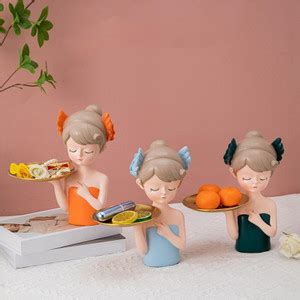 BNF Girl Figurine Holding Storage Tray Sculpture for Bedroom Living ...