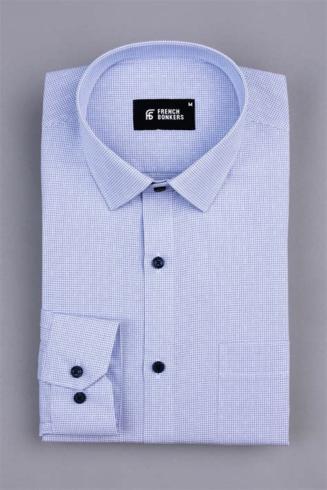 Powder white with royal blue graph check shirt – Hamercop