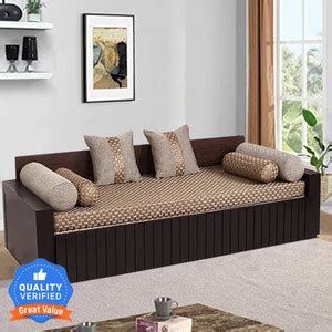 ARRA Aster Lines 3 Seater Double Engineered Wood, Metal Pull Out Sofa ...