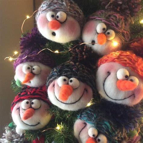 Needle Felted Snowman Ornaments