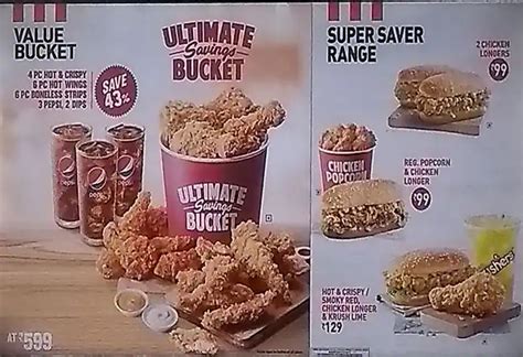 Menu at KFC, Panchkula, MVC4+Q42