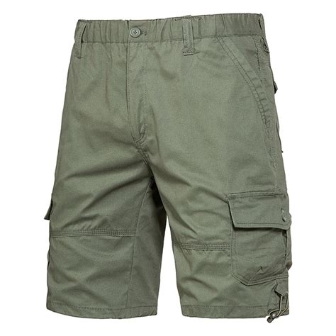 Mens Casual Elastic Waist Cargo Shorts Relaxed Fit Outdoor Multi Pocket ...