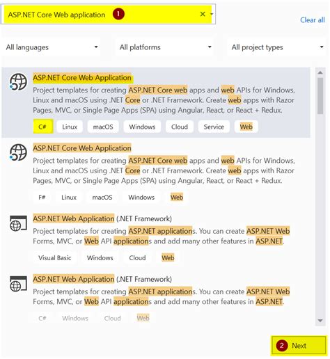 Create Web Application in Visual Studio 2019 的图像结果