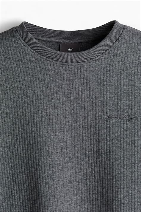 Loose Fit Ribbed sweatshirt - Dark grey - Men | H&M IN