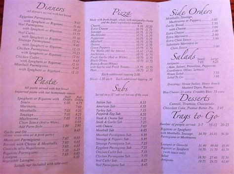 Menu at Nick's Pizza & Restaurant, Endicott