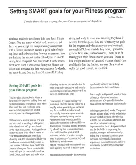 Image result for Examples of Smart Goals for Exercise