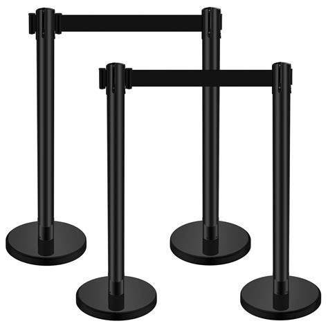 Ferraycle 4 Sets Stanchions with Retractable Belts in 6.6 ft Stainless ...