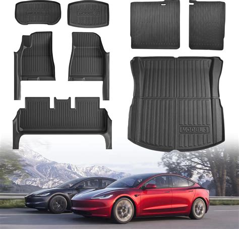 Amazon.com: BRYOUS Floor Mat for Tesla Model 3 2024-2025 with Door Sill ...