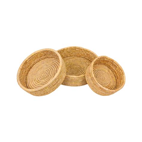 Handcrafted Sabai Grass Round Storage Baskets – Set of 3 – Natriel