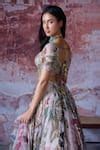 Buy Pink Organza Sequins, Mirrors, Ruhi Embroidered Bridal Lehenga And ...