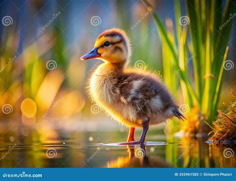 A Tiny Featherball Adorable Ogar Duckling Exploring A Peaceful Pond ...
