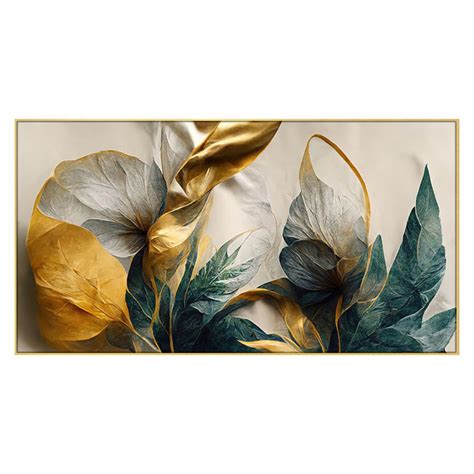 Gold Leaf Flowers on Canvas Wall Painting – Nestroots
