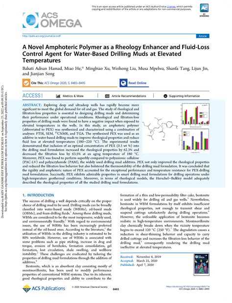 A Novel Amphoteric Polymer as a Rheology Enhancer and Fluid-Loss - The ...