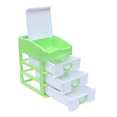 Heart Home Plastic Four Layer Drawer Storage Cabinet Box (Green ...