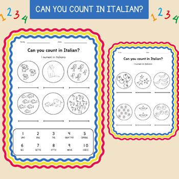 Image result for Italian Worksheets Numbers